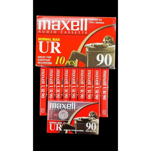 Maxell Audio Cassette Tapes Blank 10 Pack 90 Minutes Normal Bias UR Music New - Picture 2 of 2